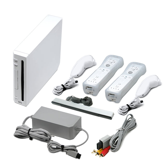 Wii Console White + Choose Voomwa Remotes - Wii Sports, New Super Mario, or Mario Kart (Refurbished - Excellent)