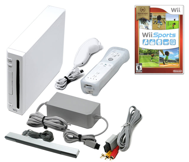 Wii Console White + Choose Voomwa Remotes - Wii Sports, New Super Mario, or Mario Kart (Refurbished - Excellent)