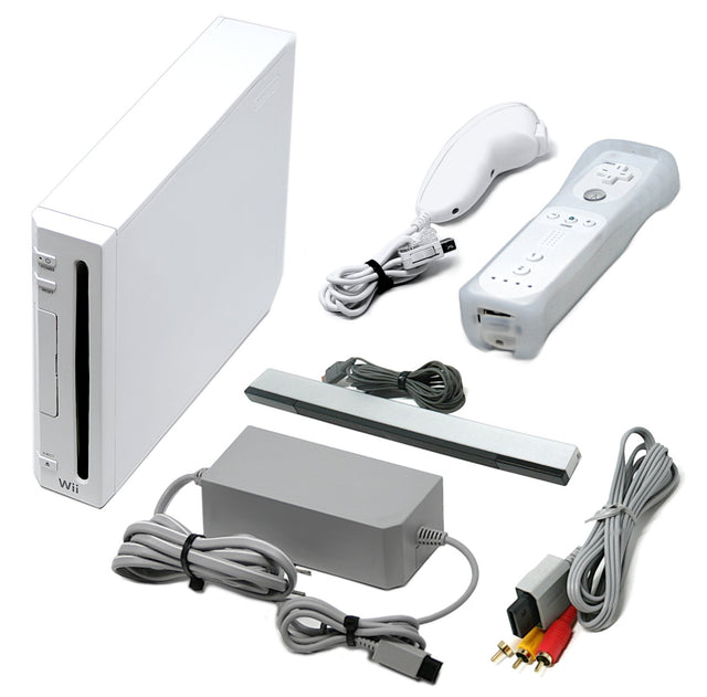Wii Console White + Choose Voomwa Remotes - Wii Sports, New Super Mario, or Mario Kart (Refurbished - Excellent)