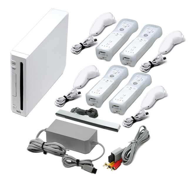 Wii Console White + Choose Voomwa Remotes - Wii Sports, New Super Mario, or Mario Kart (Refurbished - Excellent)