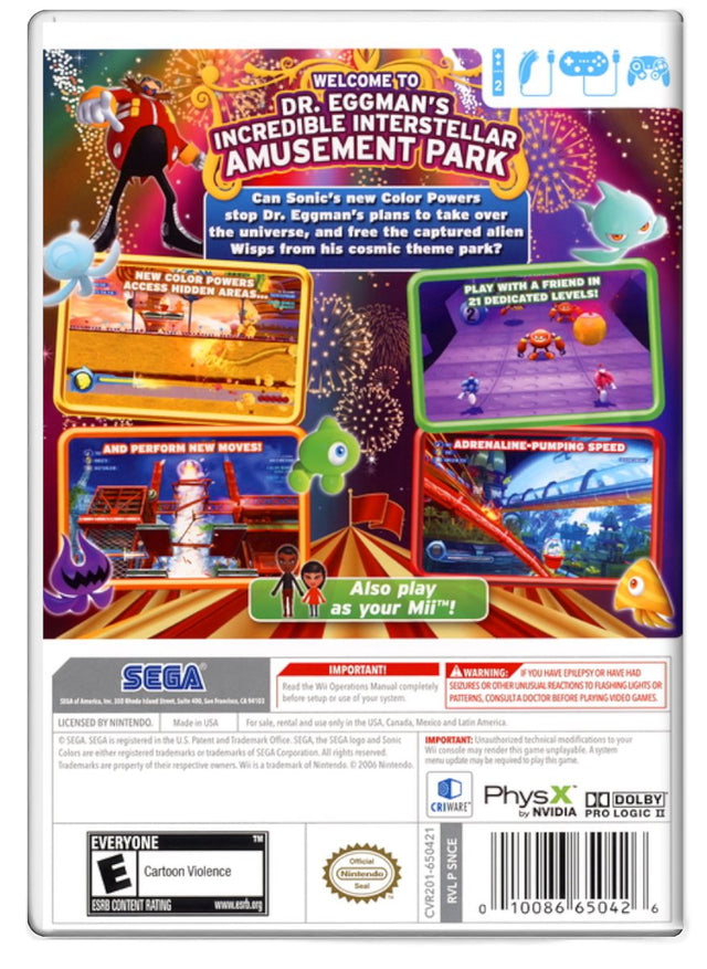 Sonic Colors - Nintendo Wii (Refurbished)