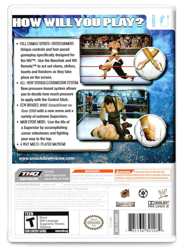 WWE Smackdown vs Raw 2008 - Nintendo Wii (Refurbished)