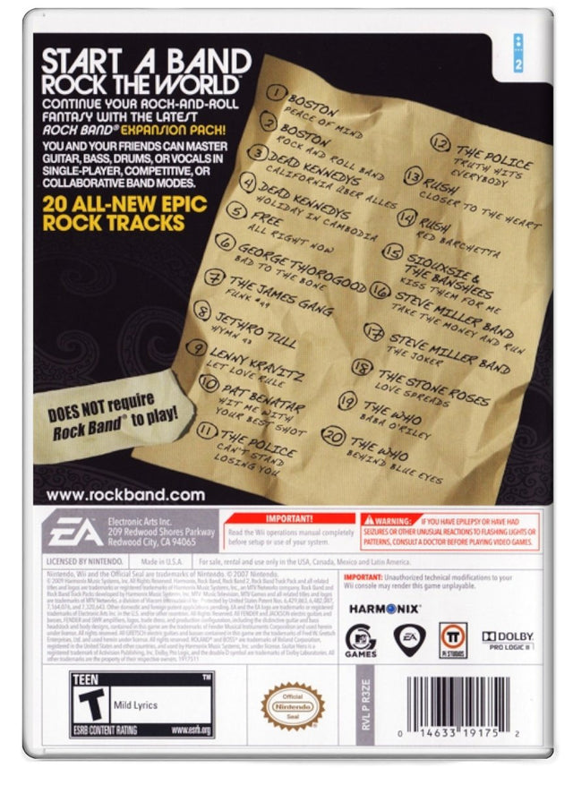Rock Band Track Pack Classic Rock - Nintendo Wii (Refurbished)