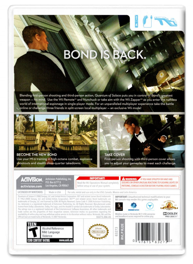 James Bond 007 Quantum of Solace - Nintendo Wii (Refurbished)