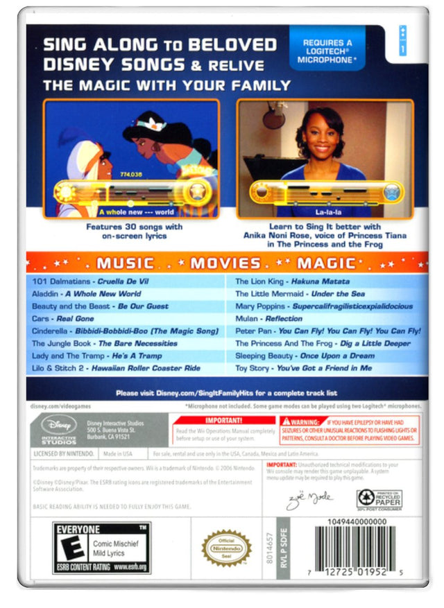 Disney Sing It - Family Hits - Nintendo Wii (Refurbished)