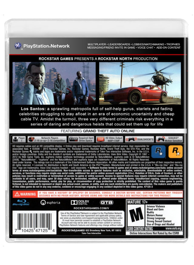 Grand Theft Auto V - PlayStation 3 (Refurbished)