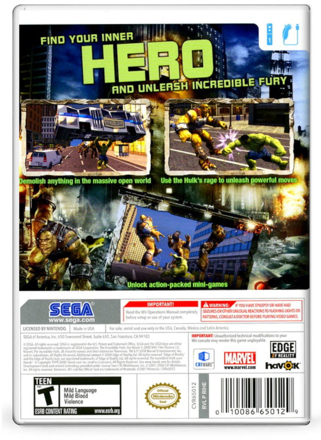 Incredible Hulk - Nintendo Wii (Refurbished)