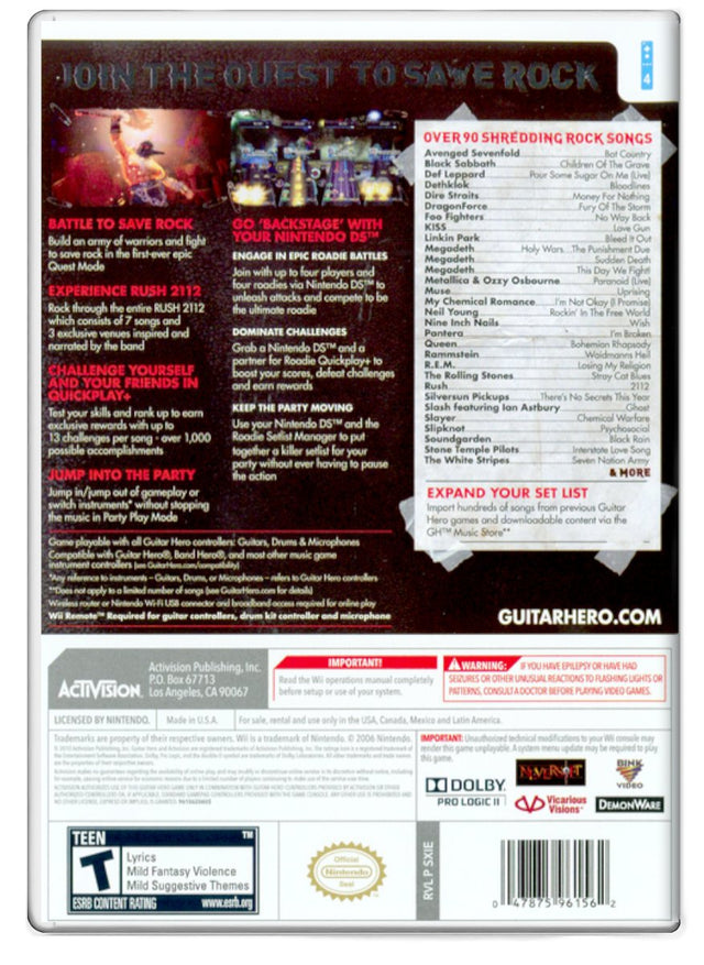 Guitar Hero Warriors of Rock - Nintendo Wii (Refurbished)