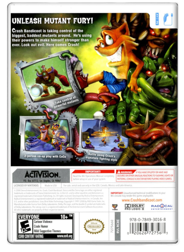 Crash Mind Over Mutant - Nintendo Wii (Refurbished)
