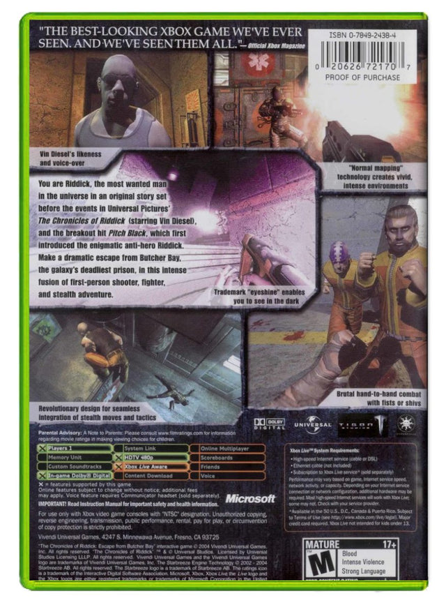 The Chronicles of Riddick: Escape from Butcher Bay - Xbox Original (Refurbished)