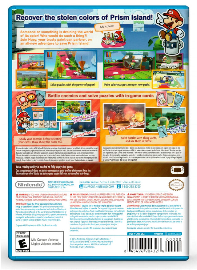 Paper Mario Color Splash - Nintendo Wii U (Refurbished)
