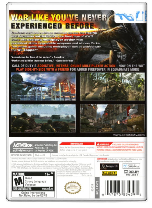 Call of Duty World at War - Nintendo Wii (Refurbished)