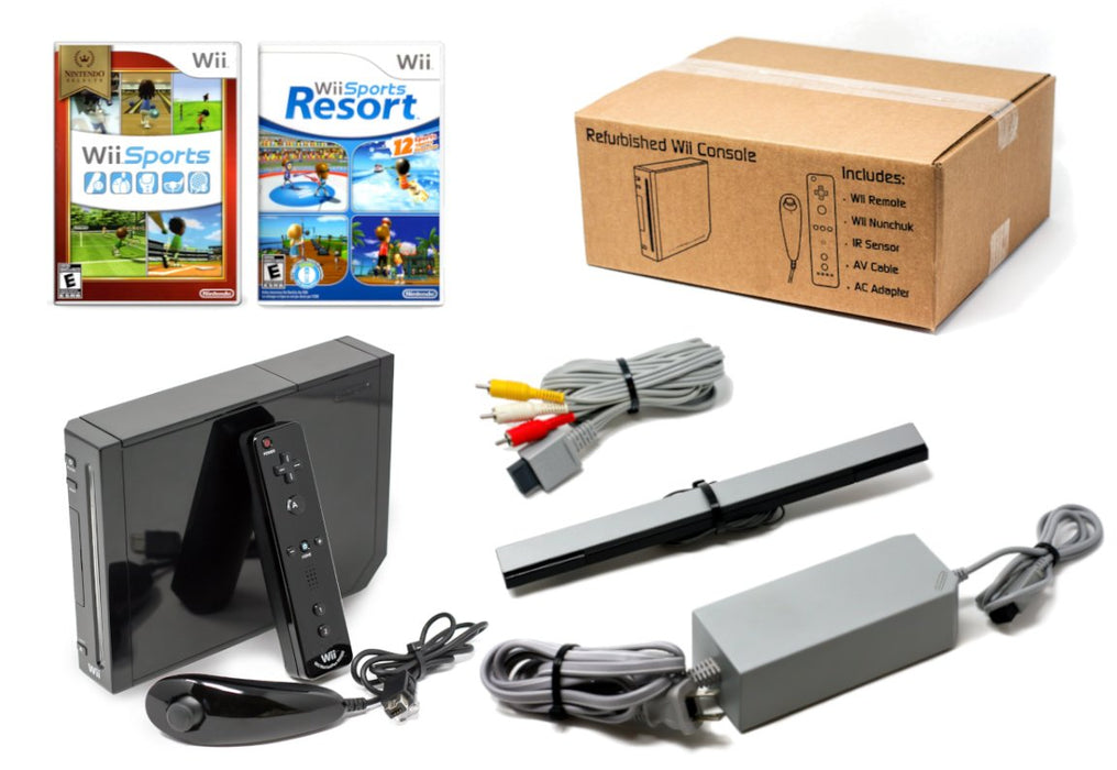 Nintendo Wii Console Black - Wii Sports and Wii Sports Resort Bundle Refurbished