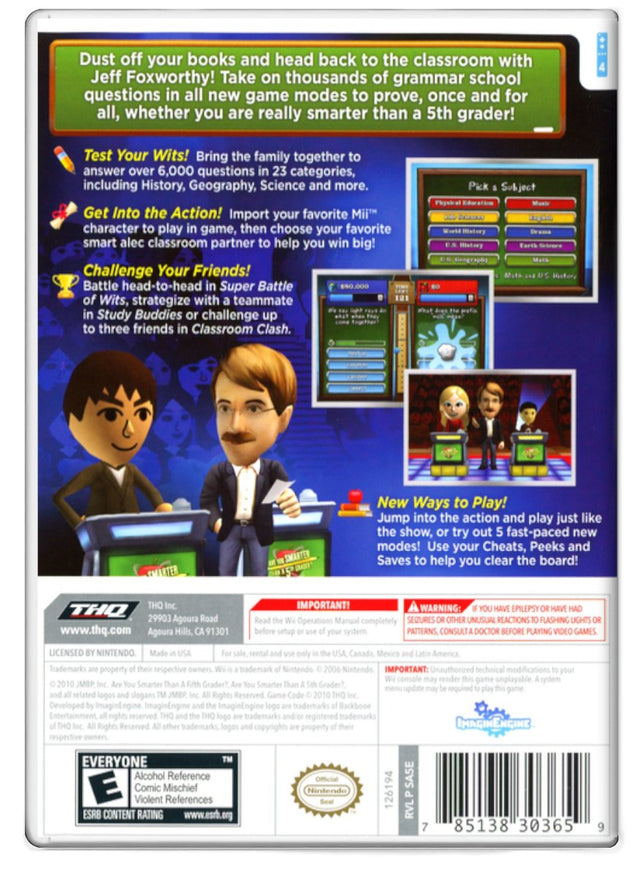 Are You Smarter Than a 5th Grader Back to School - Nintendo Wii (Refurbished)