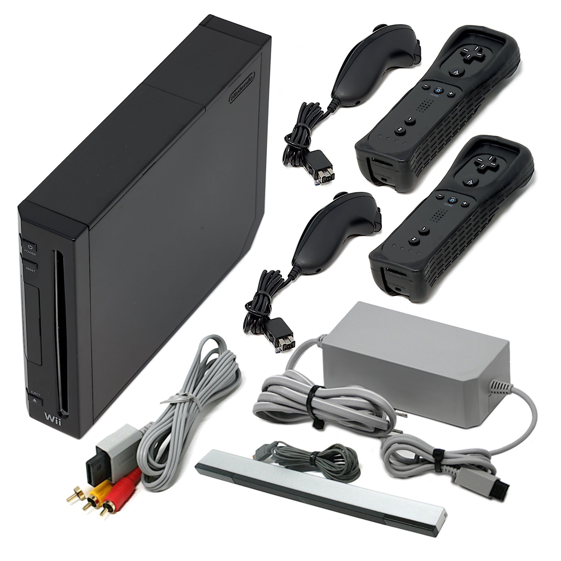 Wii Console Black - Choose 1 to 4 Voomwa Remotes - Wii Sports, New Sup