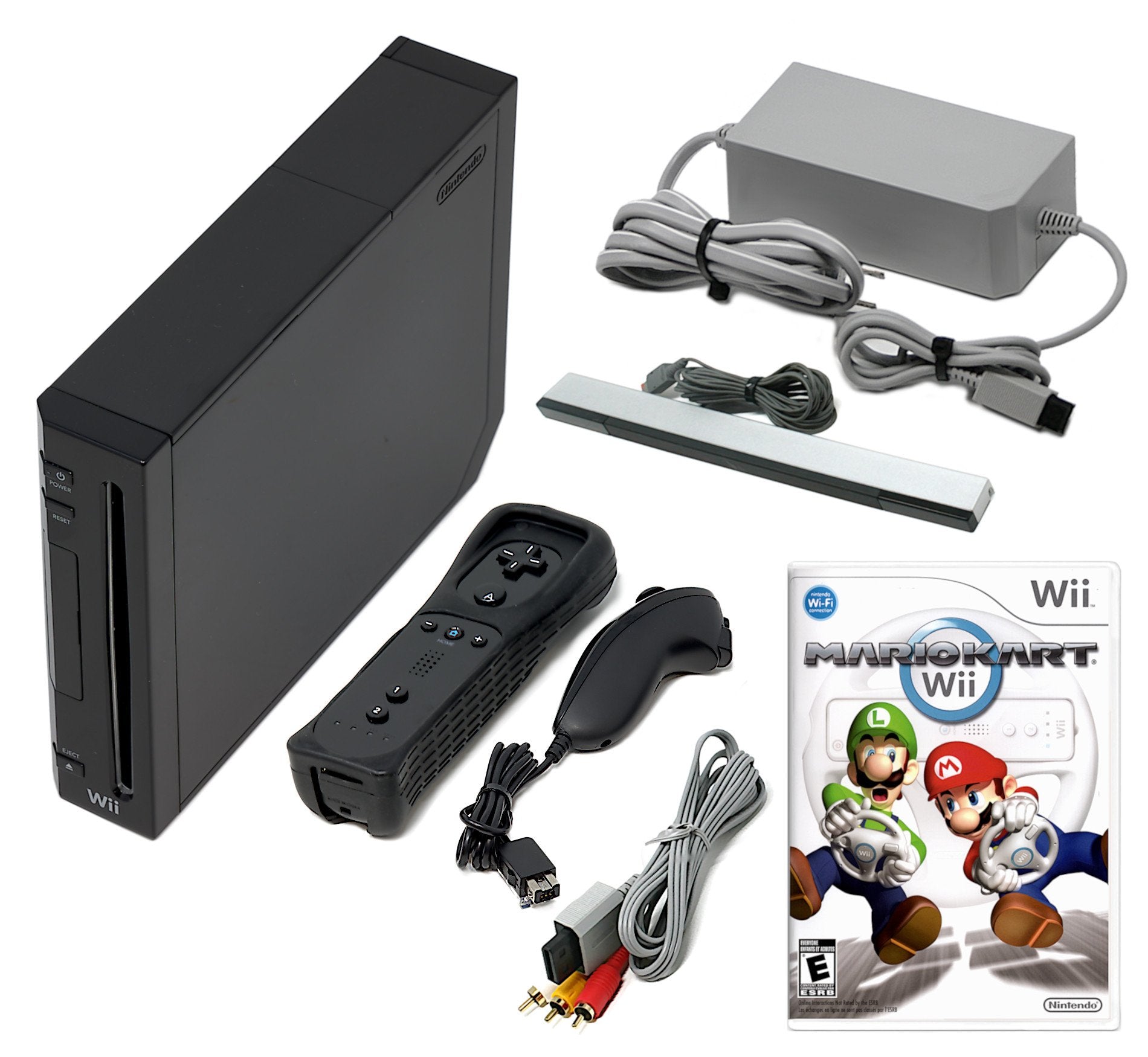 Wii Console Black - Choose 1 to 4 Voomwa Remotes - Wii Sports, New Sup