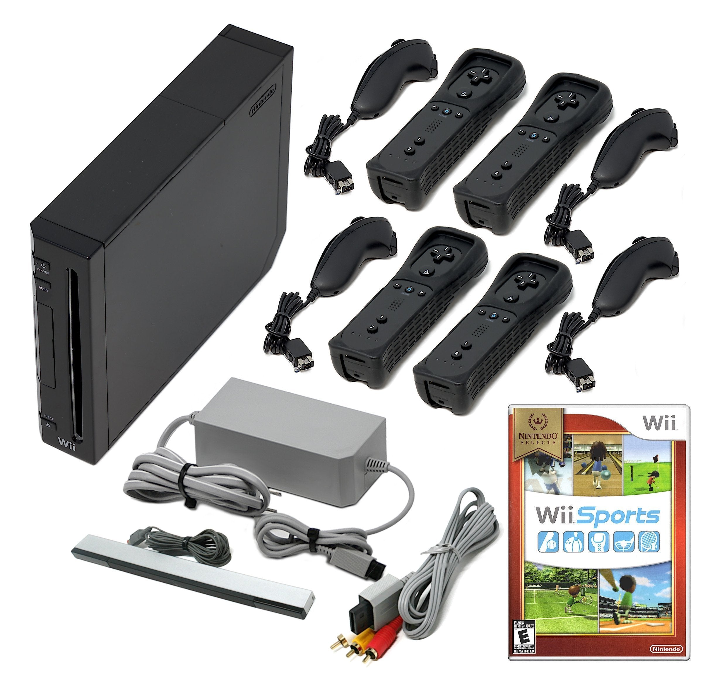 Wiiセット Wii Console Black - Choose 1 to 4 Voomwa Remotes - Wii Sports, New Sup
