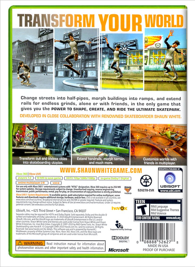 Shaun White Skateboarding - Xbox 360 (Refurbished)