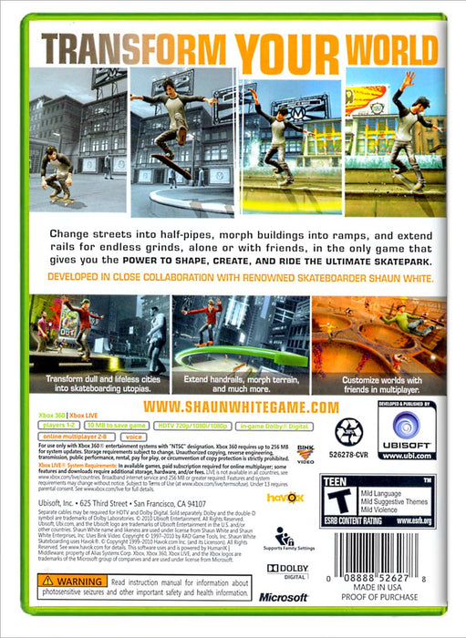 Shaun White Skateboarding - Xbox 360 (Refurbished)