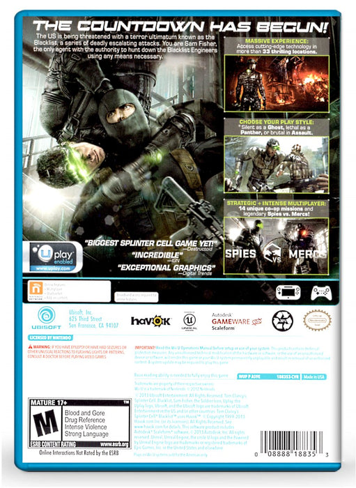 Tom Clancys Splinter Cell Blacklist - Nintendo Wii U (Refurbished)