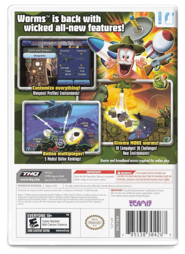 Worms Battle Island - Nintendo Wii  (Refurbished)