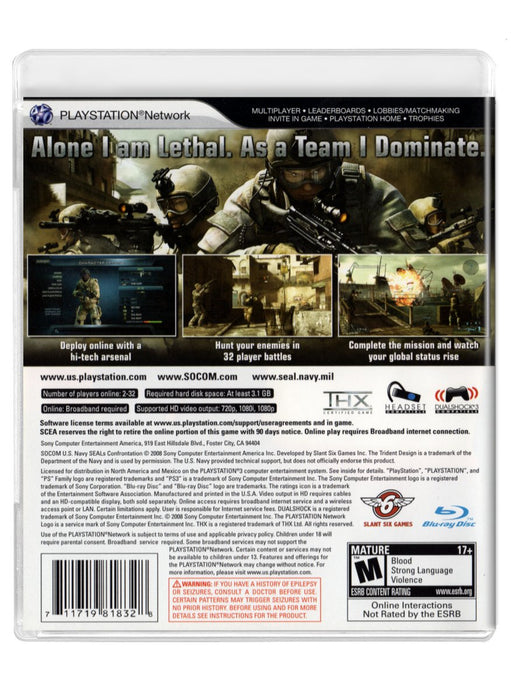 SOCOM U.S. Navy SEALs Confrontation - PlayStation 3 (Refurbished)