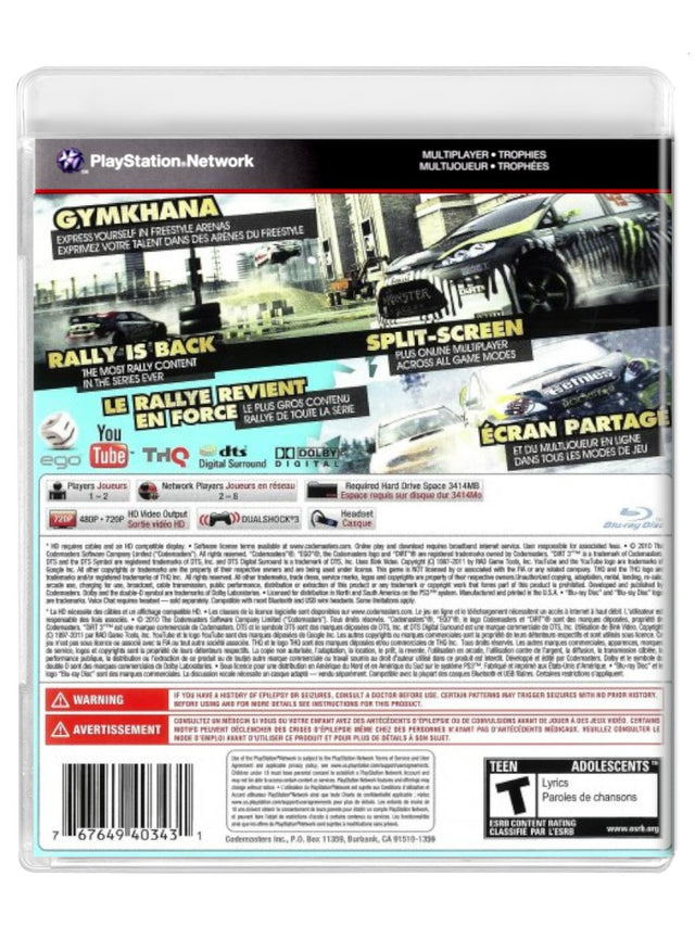 Dirt 3 - PlayStation 3 (Refurbished)