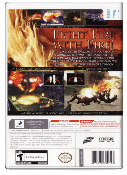 Dragon Blade Wrath of Fire - Nintendo Wii (Refurbished)
