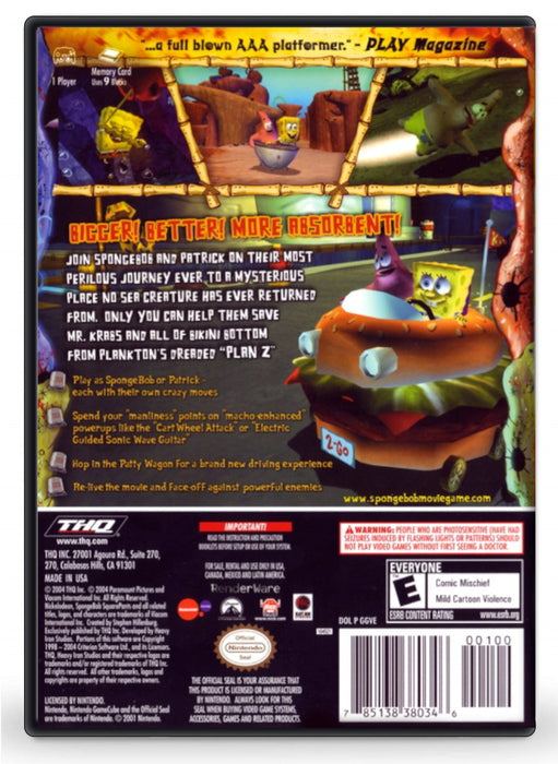 Spongebob Squarepants The Movie - Nintendo GameCube (Refurbished)