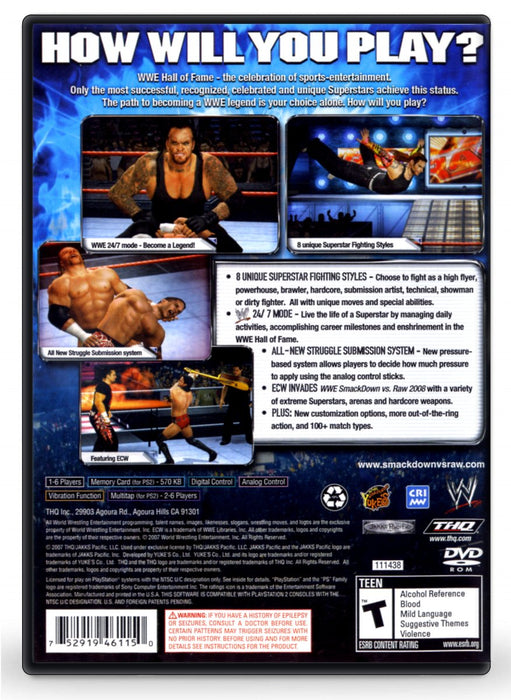 WWE SmackDown vs. RAW 2008 - PlayStation 2 (Refurbished)