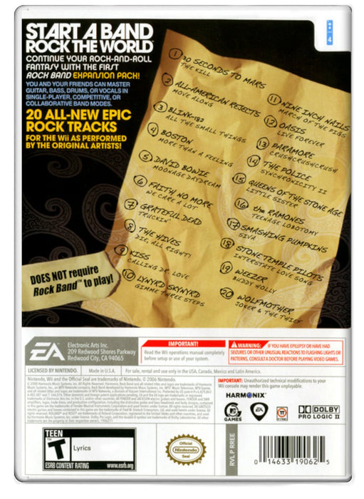 Rock Band Track Pack Volume 1 - Nintendo Wii (Refurbished)