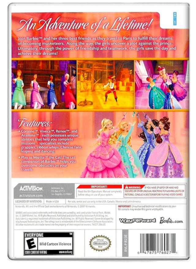 Barbie and the Three Musketeers - Nintendo Wii (Refurbished)