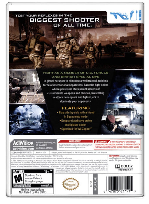 Call of Duty Modern Warfare Reflex - Nintendo Wii (Refurbished)
