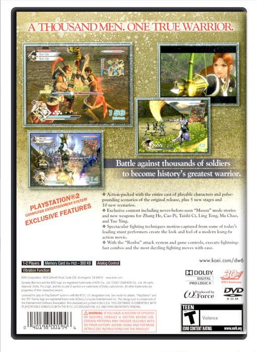 Dynasty Warriors 6 - PlayStation 2 (Refurbished)