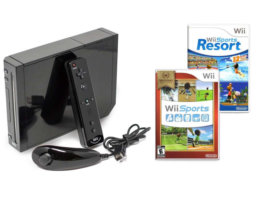 Nintendo Wii Console Black Wii Sports and Wii Sports Resort